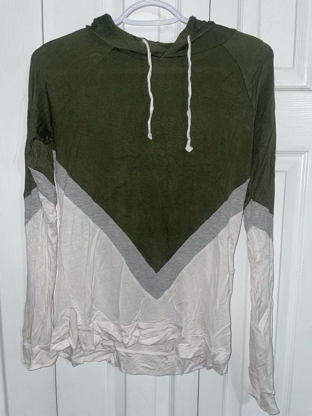 Hippie Rose Olive Green and White Hoodie